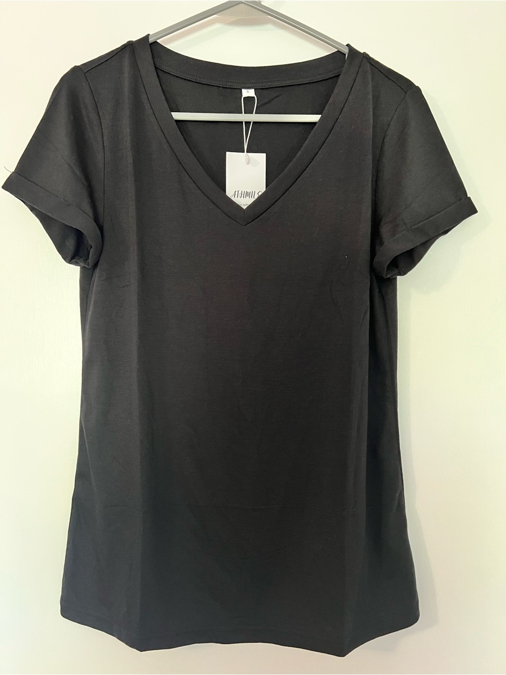 Classic Black V-Neck Short Sleeve Women's Top Size S